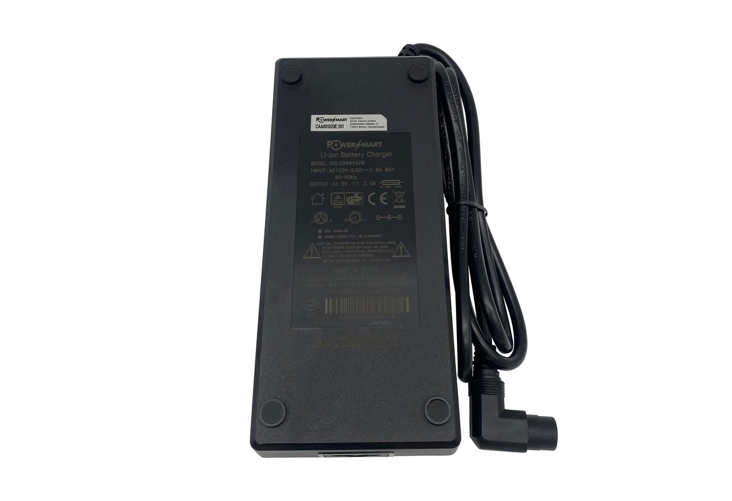 Powersmart Charger for Phylion battery Wall-E SMART Rabeneick, Kreidler, Peugeot and others (2-pin RCA)