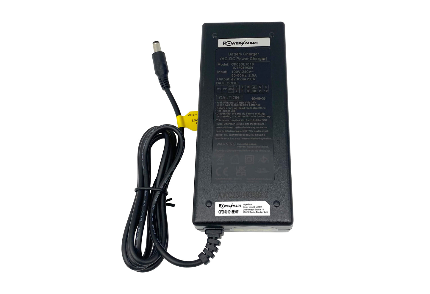 High-quality e-bike charger 36V 2.0A for batteries from Phylion (2 Pin) (DC 5.5×2.5mm)