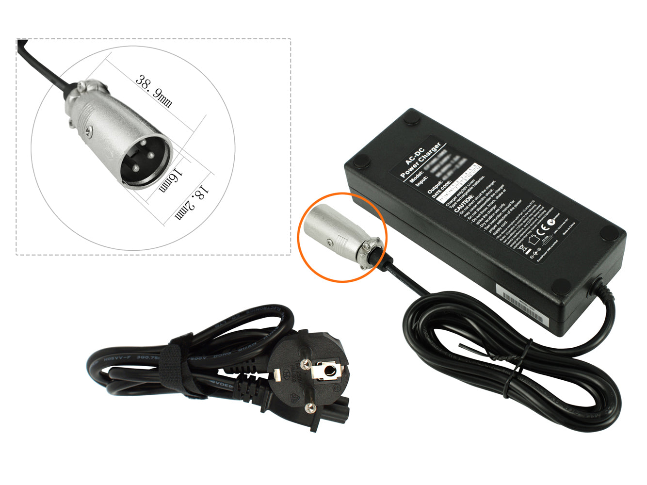 48V 2A XLR 3-pin Charger for ebike batteries