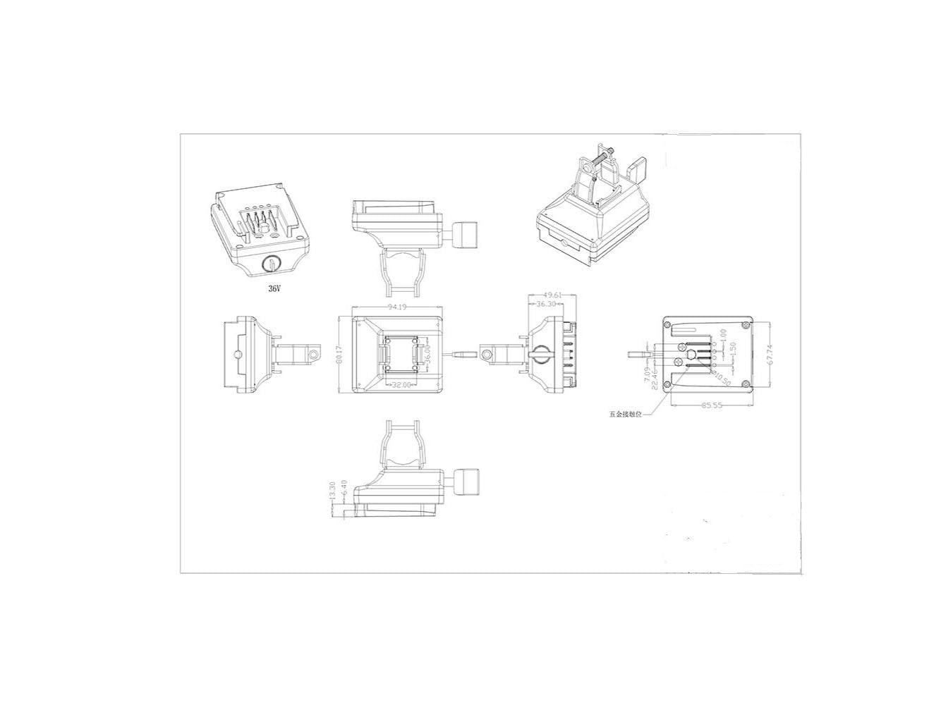 Multi-Fit-Clipping-Halterung für Powersmart 36V E-Bike-Akku LEB36HS91B