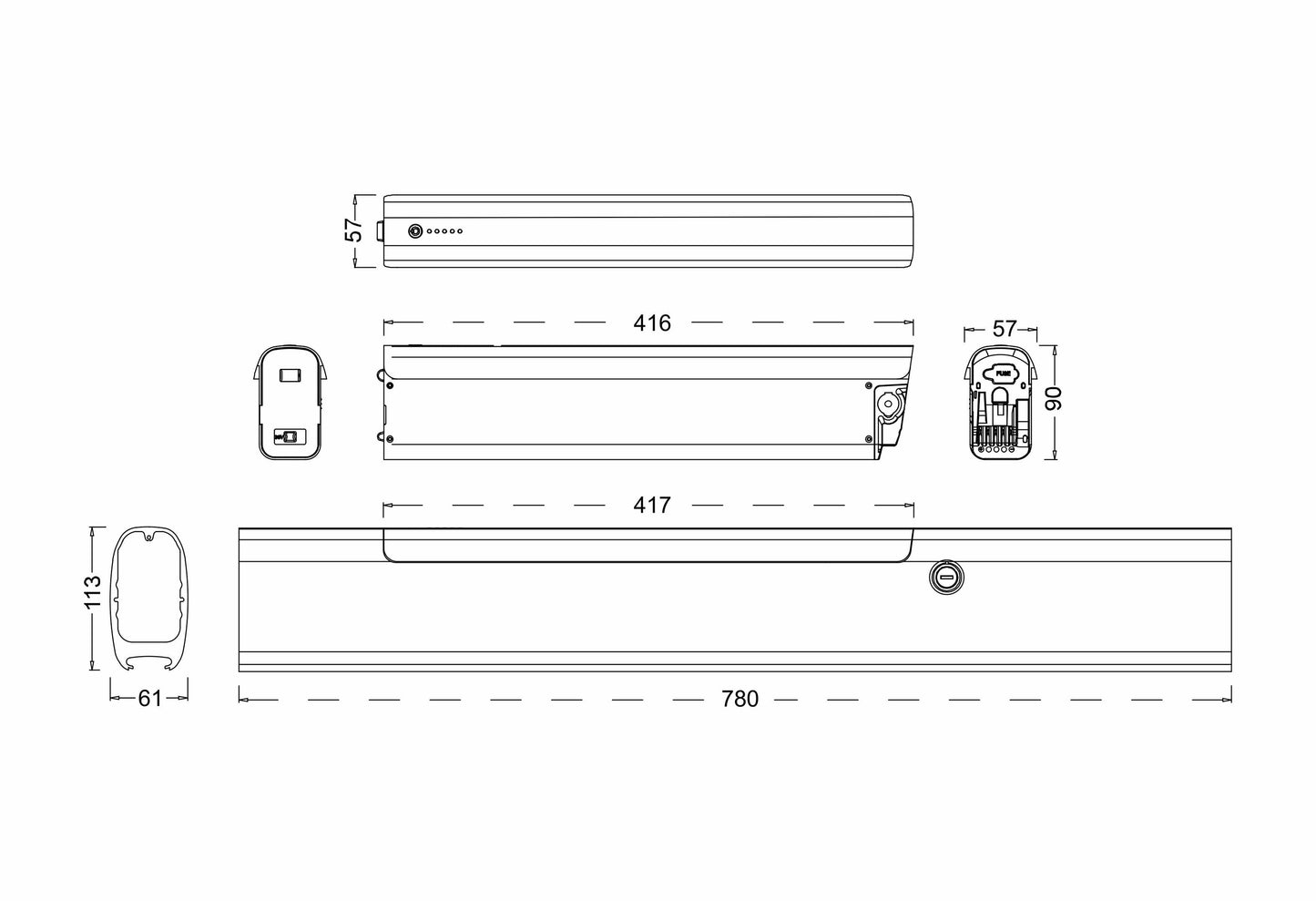 Elektrofahrradakku Li-Ion 36V - 11,6Ah/417,6Wh, Ersatz für Qwic MD9 Premium I, MN7 Premium I