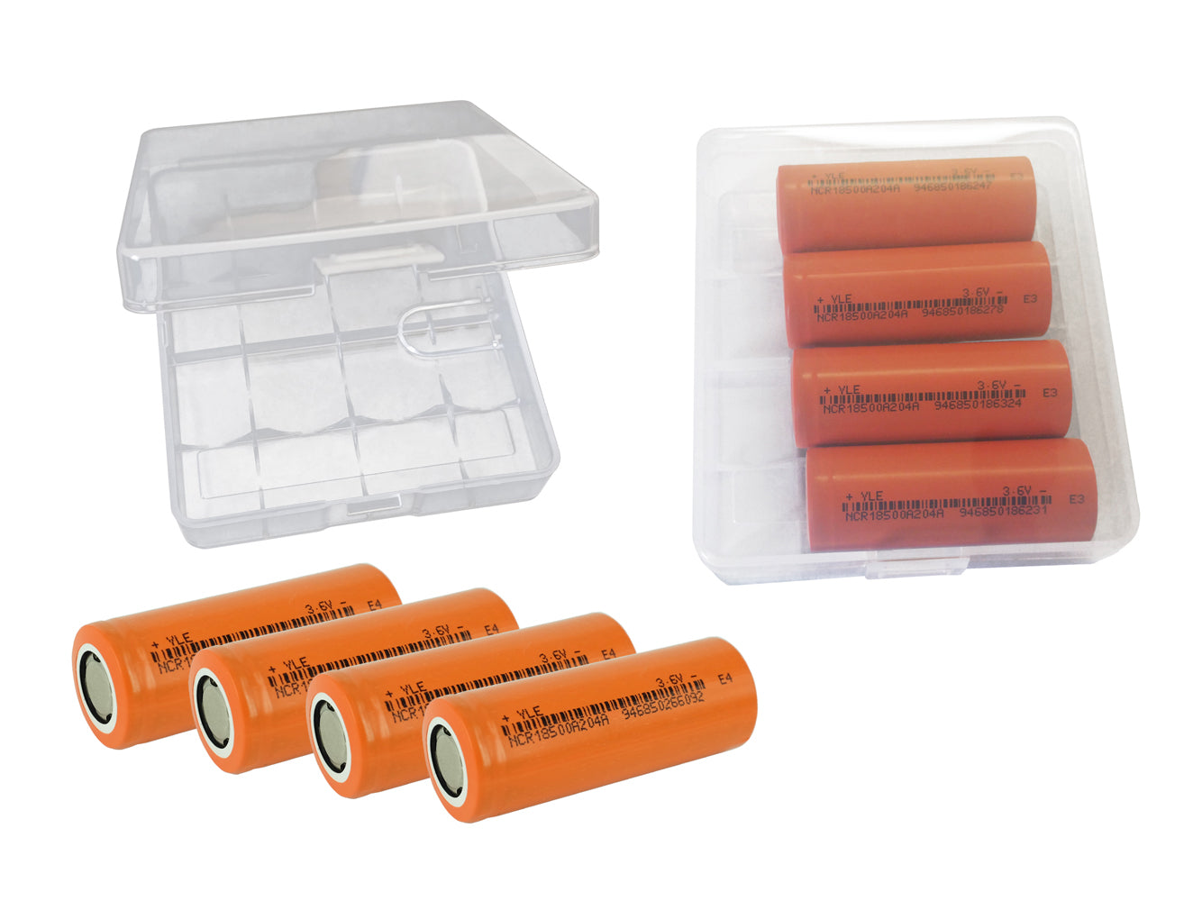 4x 18500 3.6V 2040mAh Rechargeable Battery Cells