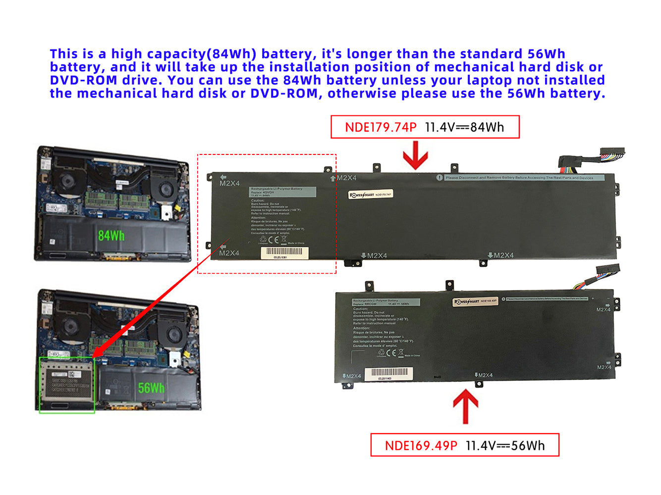 Replacement for Dell Precision 5510, XPS 15 9550 D1828T, Precision M5510, XPS 15 9550 Laptop Battery